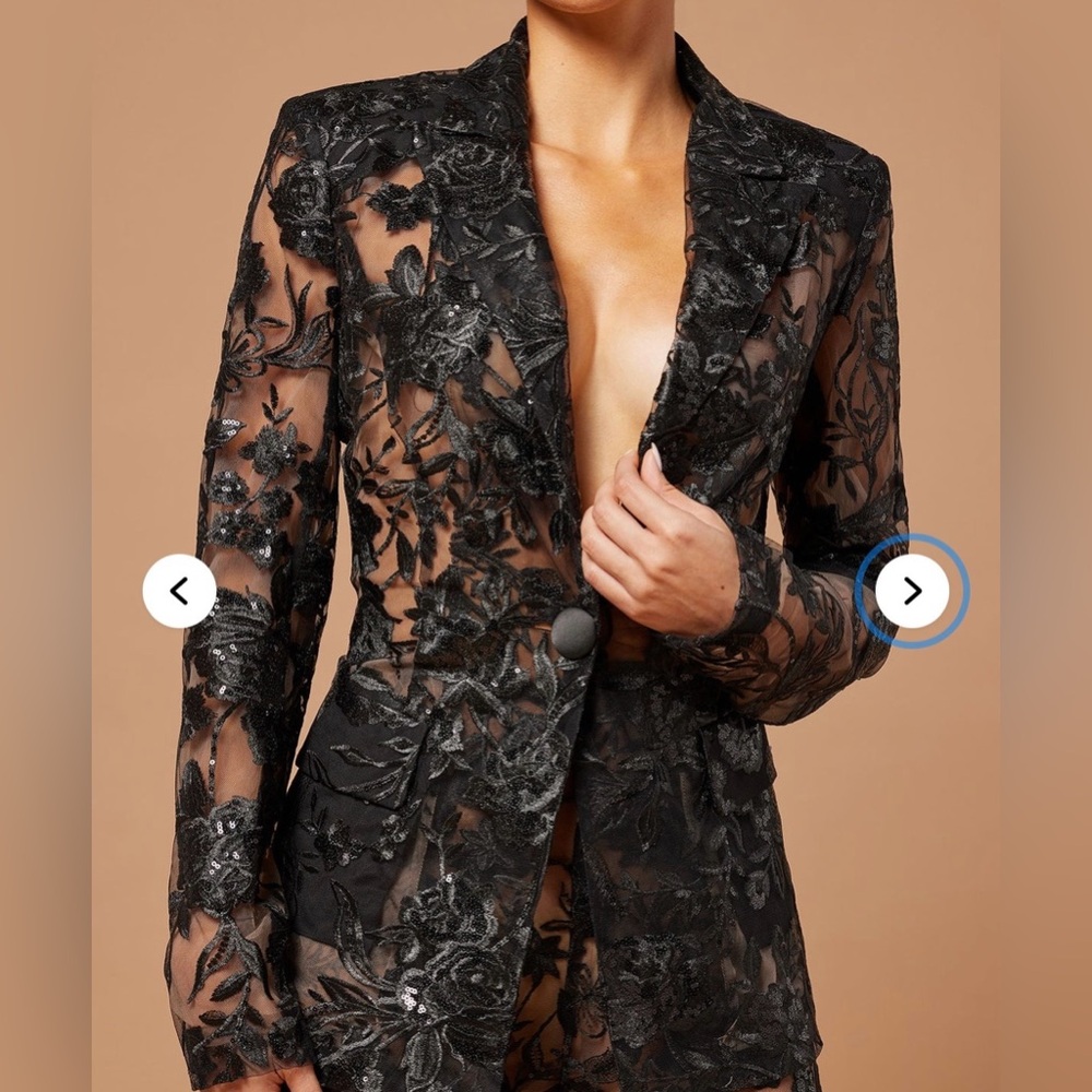 Black & Nude Lace Sequin Blazer Size Medium